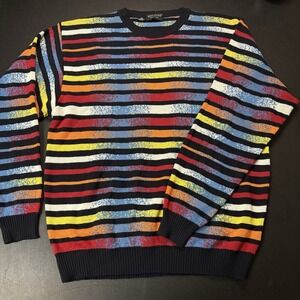 Vintage Riscatto Multicolor Knit Sweater Made In Italy Size M Cotton AndAcrylic